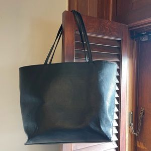 Uniqlo black leather tote bag